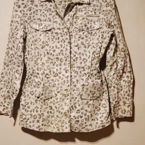 Women's Chicos White Leopard Print Jacket Size 1 M8